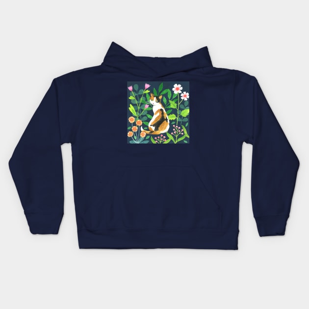 Calico Cat Kids Hoodie by AlisonKolesar